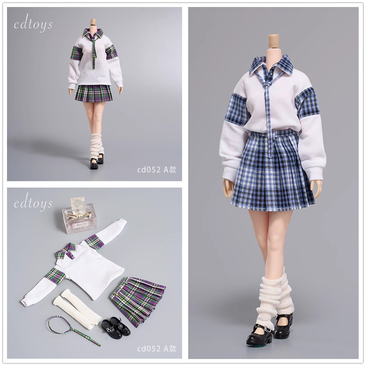 现货cdtoys cd052 1/6女兵人学生服 制服短裙套装 适合包胶素体