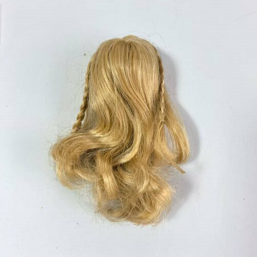 1/6女兵人头雕改发用的假发发套 A8 : 黄色卷发带双辫子