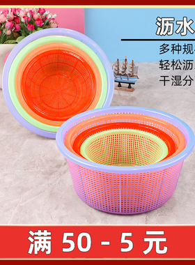 Y圆形塑料小号篮子密眼沥水筐水果篮洗菜盆沥水篮米箩草莓熟胶篮