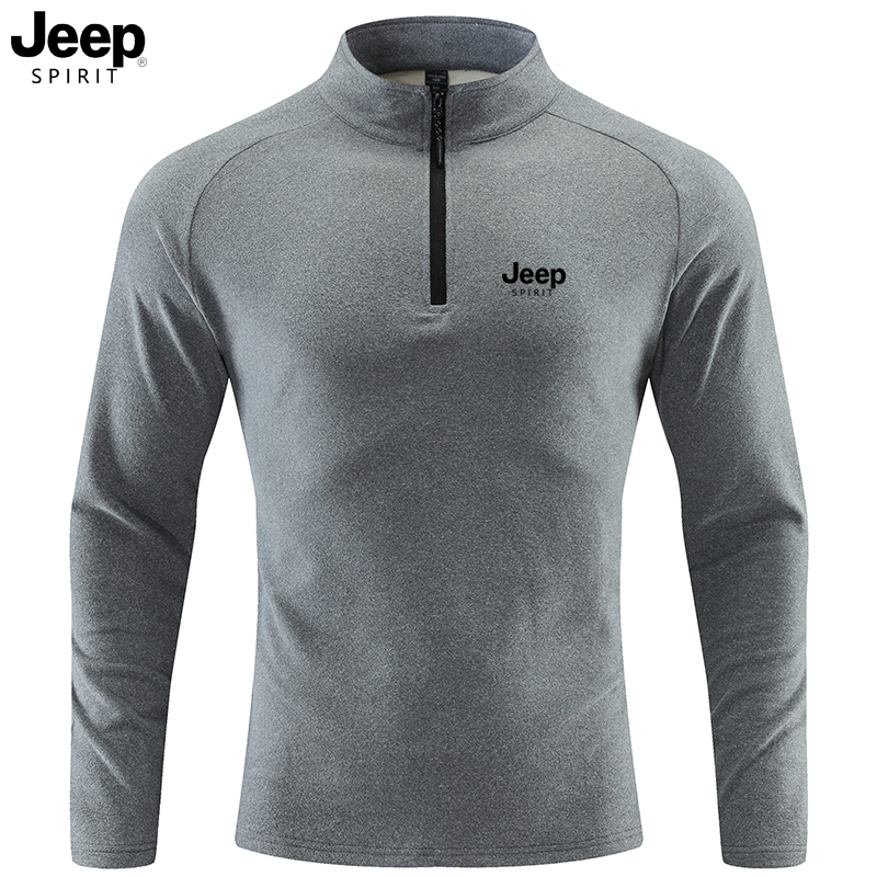 JEEP SPIRIT吉普长袖卫衣男士秋冬季保暖半拉链休闲运动健身上衣
