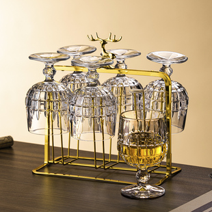 洋酒杯家用轻奢高档水晶威士忌高级感红酒杯架子高端矮脚白兰地杯