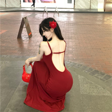 卡戴珊裙初春skim* 露背吊带连衣裙女早春带胸垫垂感修身显瘦裙子