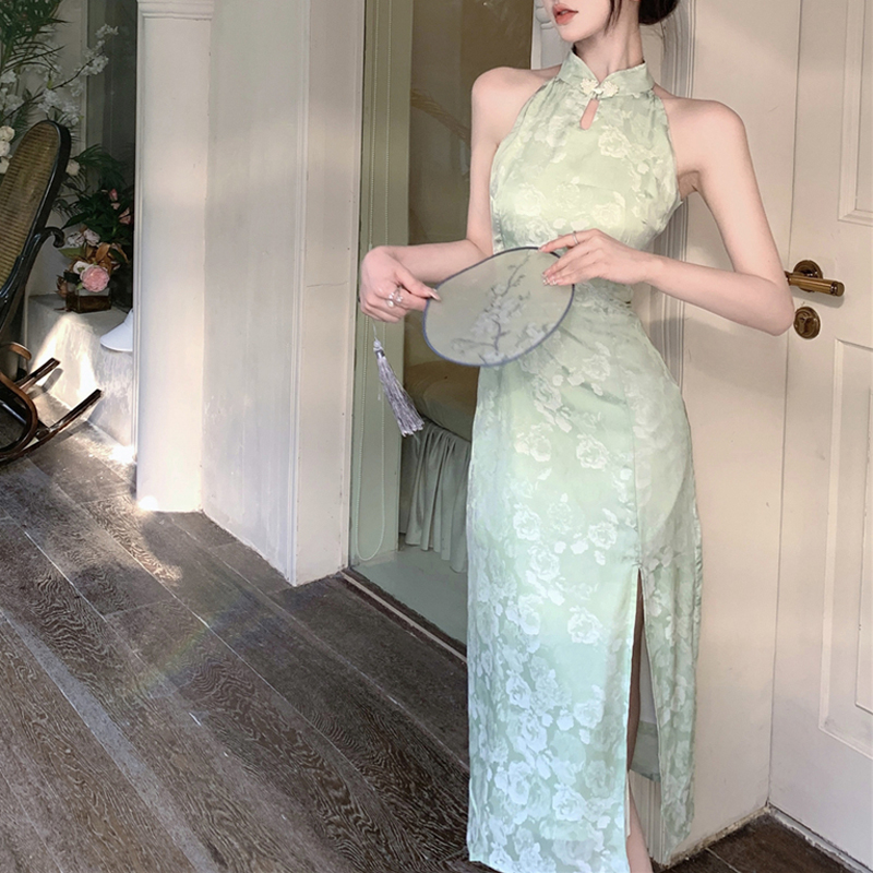 新中式开叉连衣裙礼服中国风