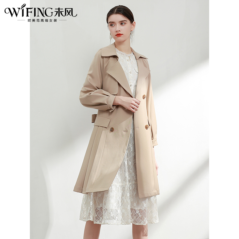 过膝卡其色未风气质显瘦