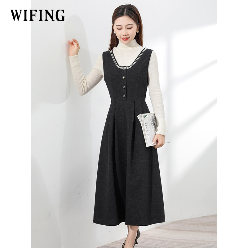 未风小香风百搭背心连衣裙