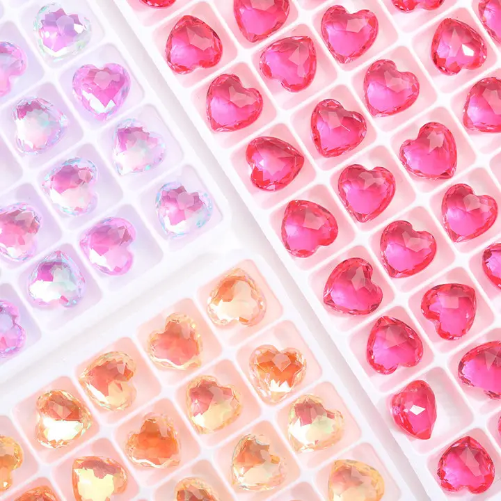 小红书K9爱心灯泡碧玺10MM内彩美甲钻超闪指甲装饰品美甲贴片