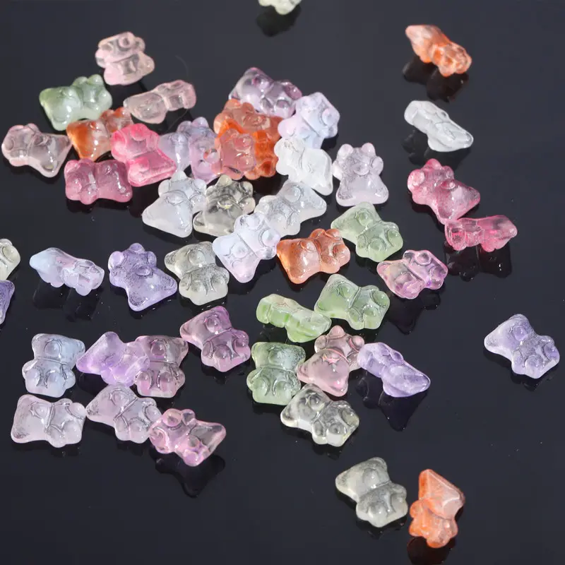 卡通碧玺啵啵熊玻璃钻渐变美甲饰品DIY手工手机壳手链材料指甲钻