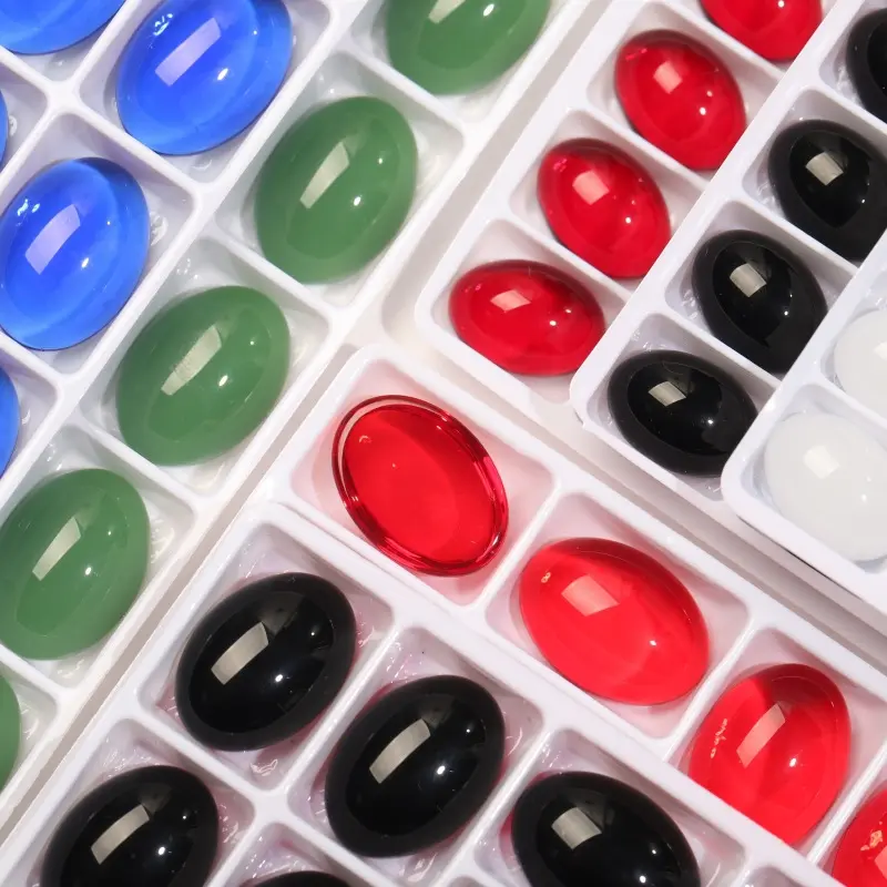 圆顶素面鸽子蛋平底美甲钻戒指蛋面玻璃钻玉面旦形大号手串装饰品