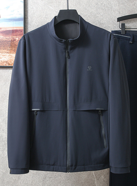 【H系】线下500+免烫抗皱牛奶丝立领男士外套春秋商务休闲夹克