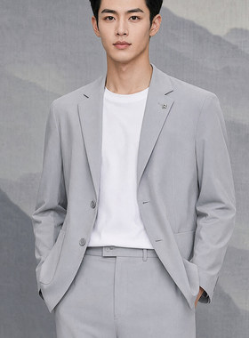 浅灰色休闲西服男春秋款薄款