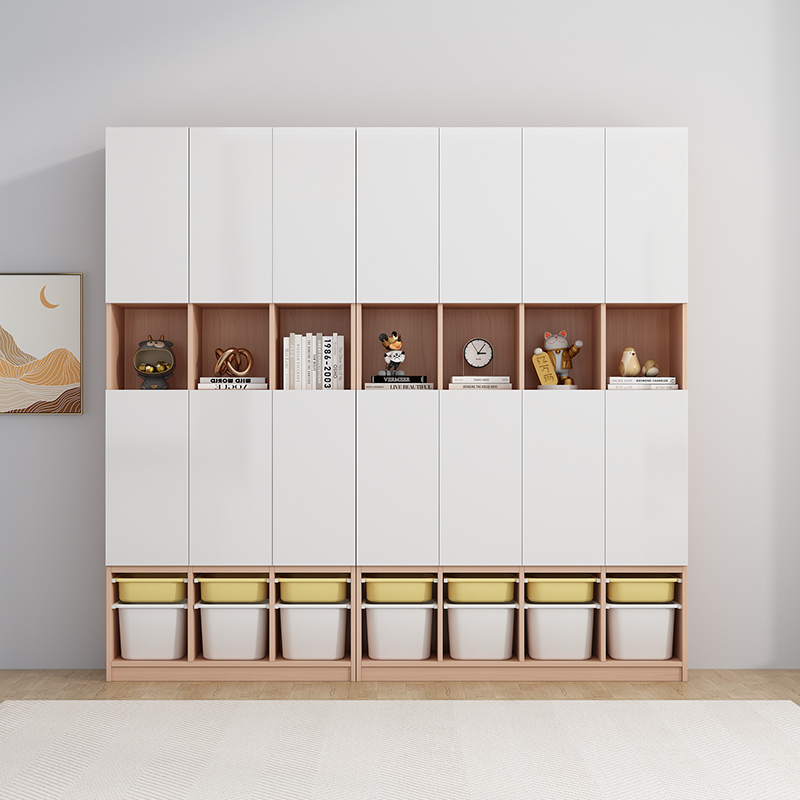 儿童卧室实木满墙书柜家庭图书馆书架落地展示柜客厅书本玩具收纳