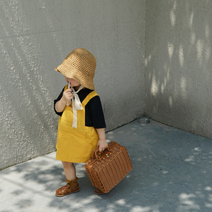 女童夏款 Tomokids 假2件短袖 洋气时髦宝宝背带连衣裙