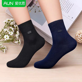 AUN抗菌薄款 中筒棉袜T108 袜子四季 商务袜爱优恩防臭夏季 纯棉男士