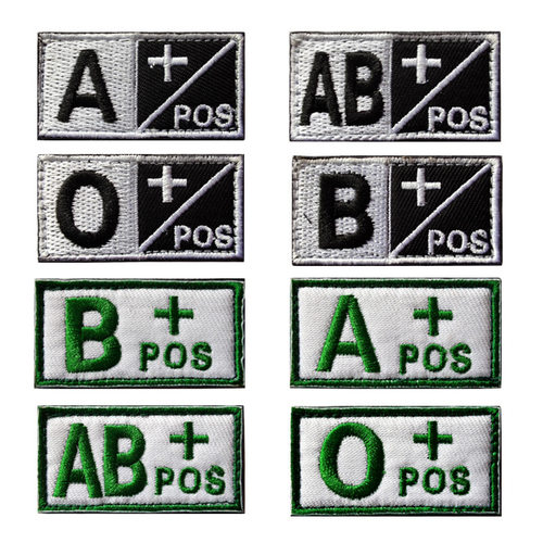 3D 刺绣 A + B + AB + O +POS血型小组补丁战术士气补丁头盔徽章