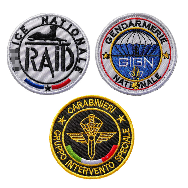 刺绣魔术贴法国GIGN RAID意大利布贴户外包贴徽章战术士气补丁