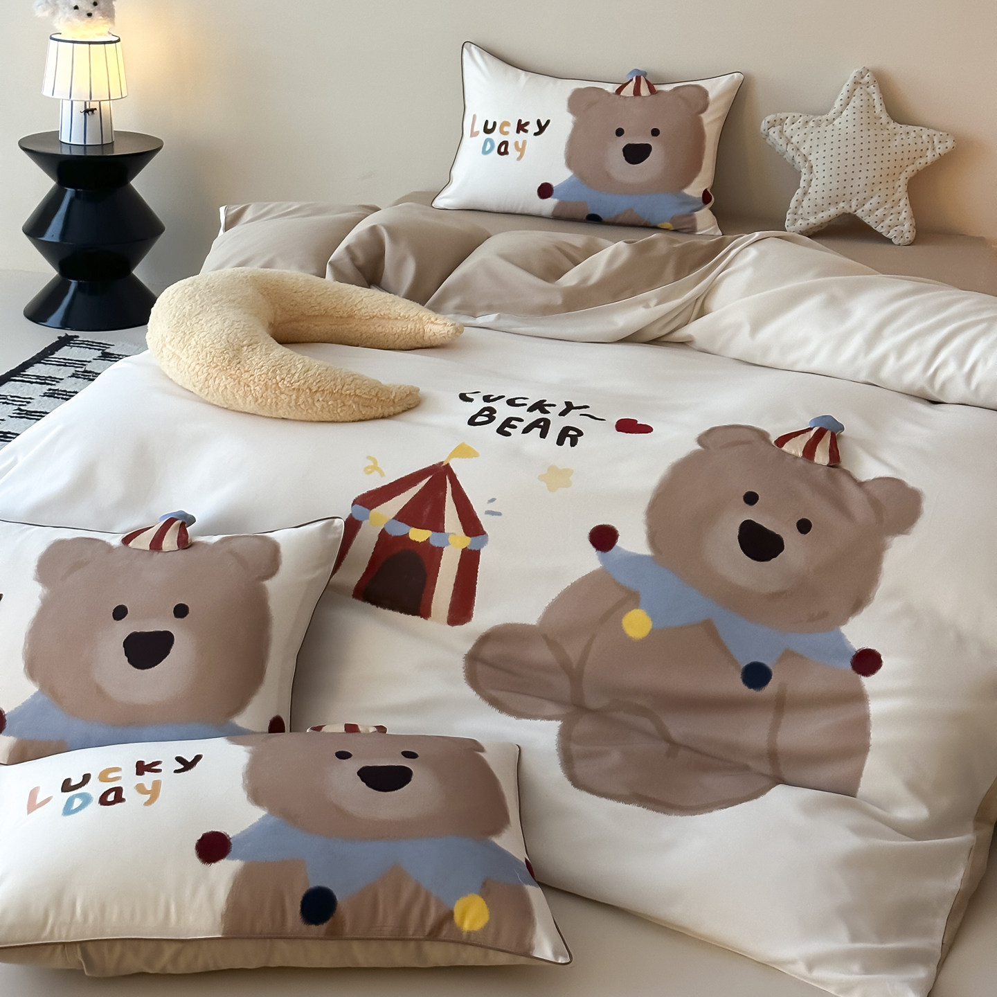 卡通立体小帽子亲肤裸睡天丝棉磨毛加厚四件套宿舍纯棉莱赛尔床品,床上用品,床品套件/四件套/多件套,淘宝优惠券,粉丝福利购,淘宝优惠卷