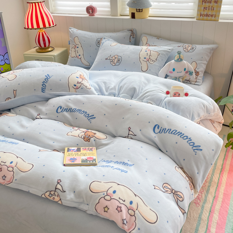 玉树狗软糯保暖牛奶绒三四件套