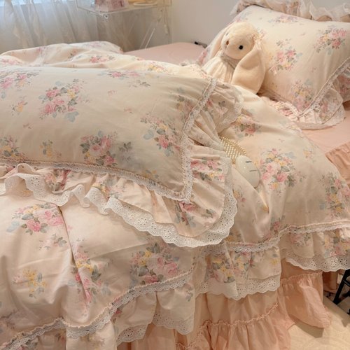 亲肤少女荷叶边全棉斜纹四件套