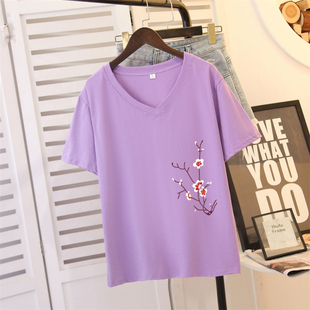 广州十三行薄款女装高端小众V领T恤上衣夏季韩版短袖显瘦打底小衫