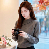 修身 针织衫 正品 东莞大朗毛衣不起球翻领蕾丝袖 深圳南油高端女装