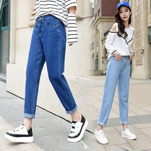 石井广州十三行直筒牛仔裤女春秋季高腰九分裤子广州新塘发货女裤