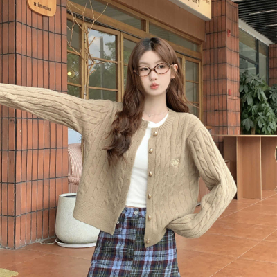 法式小香风加厚外穿大朗毛衣外套女秋冬内搭针织衫上衣大码高级感