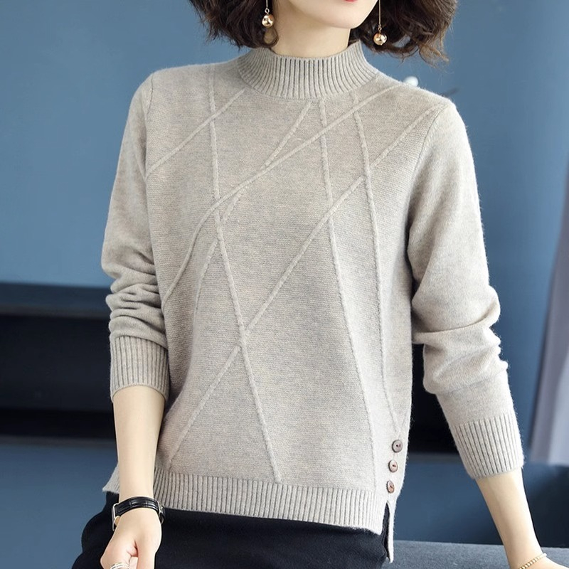 东莞大朗毛织高端毛衣正品工厂直销女打底广东半高领内搭T恤套头