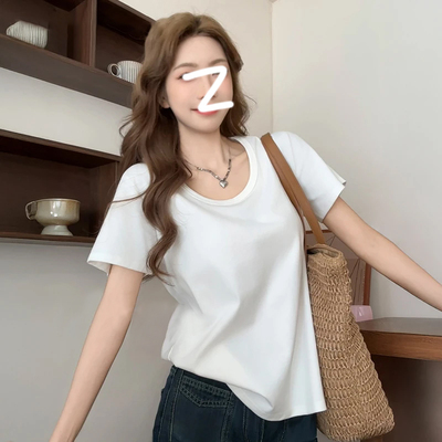 广州十三行爆款！短袖t恤女2025新款夏季薄款轻奢高级感超火上衣