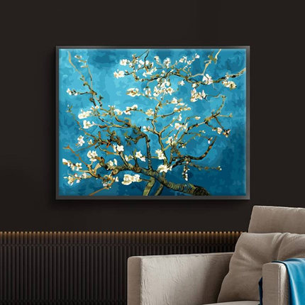 数字油画diy填色客厅治愈手绘填充油彩手工画画装饰丙烯梵高杏花