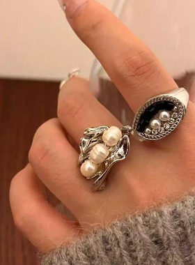 虎眼石新年叠戴中国龙戒指古风