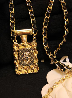 镶钻数字毛衣链时尚香水瓶珍珠