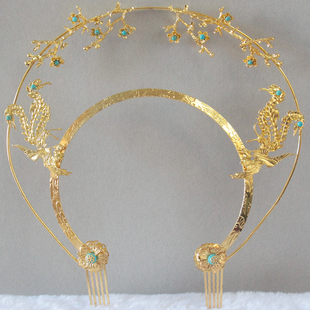 古风汉服配饰金环发饰道具发冠敦煌花枝凤凰光环飞天神女圣母光圈