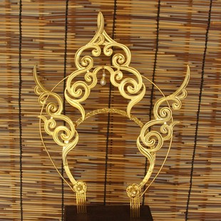 敦煌飞天祥云宝塔光环云纹翅膀光圈汉服头饰男女通勤光芒金环发饰