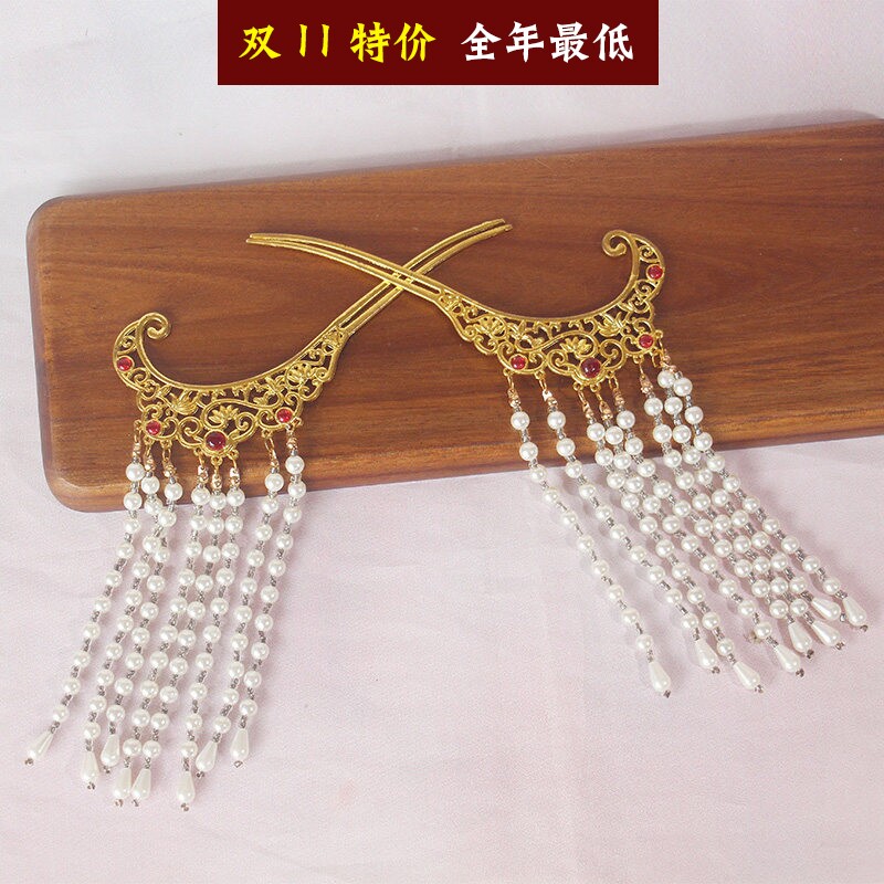 古代贵妇博鬓发簪汉服曲裾头饰
