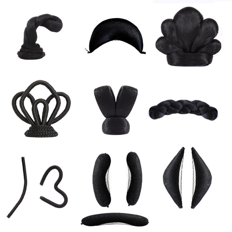 敦煌飞天假发包古风发套汉服古装表演兔耳朵双环发髻麻花古风头饰