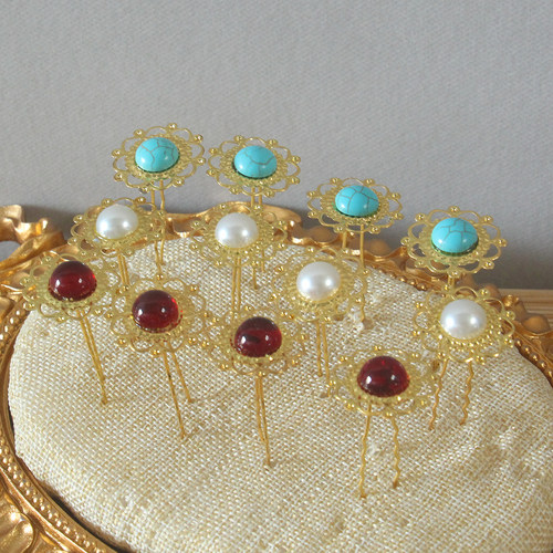 古风琉璃掩鬓供养人明制坦领发簪