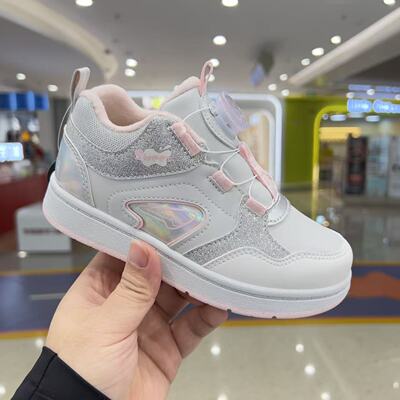 专柜正品江博士2025年冬款二段女童加绒运动鞋保暖高帮鞋轻防滑