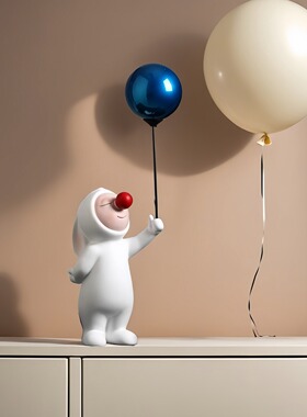 创意摆件气球兔子玄关柜家居装饰客厅电视机柜卡通可爱简约小丑兔