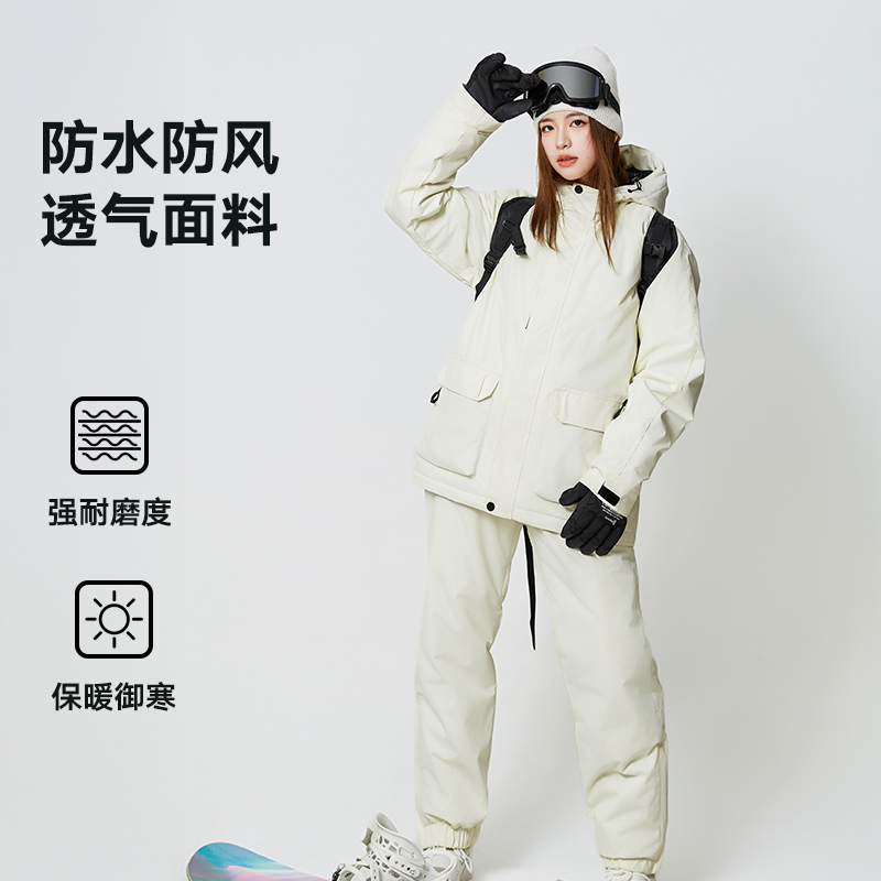 2025新款滑雪服套装男女同款防风防水保暖情侣外套单双板滑雪衣裤
