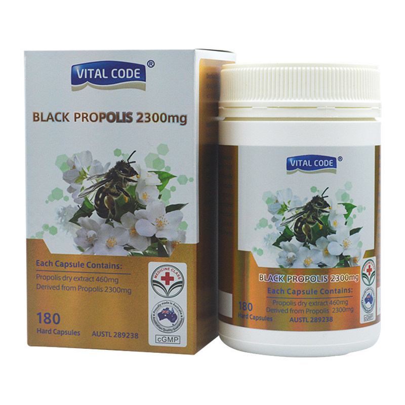 澳洲原装进口VITAL CODE黑蜂胶胶囊无糖2300mg高含量180s