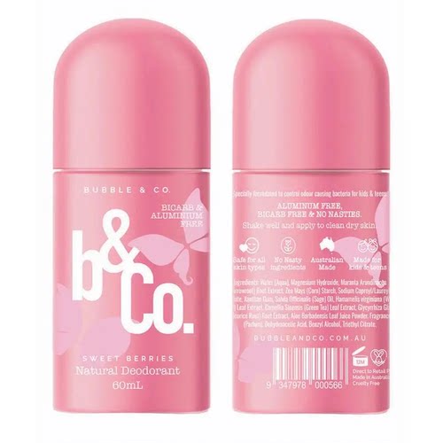 澳洲原装进口 Bubble & Co Sweet Berries Deodorant 60ml