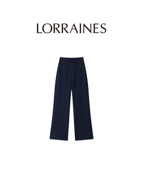 LORRAINES 品质生活系列-高弹高腰抽绳显瘦直筒消胯瑜伽裤休闲裤