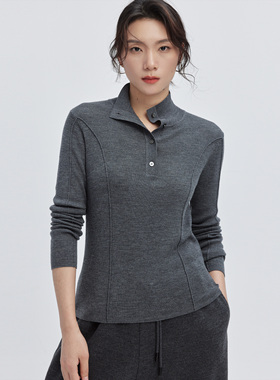 LORRAINES25冬新款 重塑宣言-100美利奴羊毛立领针织衫内搭打底