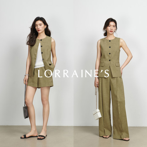 LORRAINE'S 秀场三件套 定制高级感西装马甲背心短裤直筒长裤套装