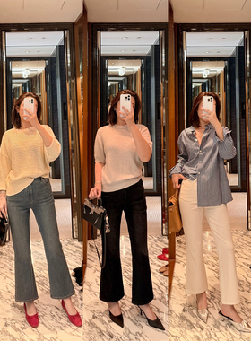 LORRAINES新款 巴黎闲日-夏日限定四面弹法式高腰修身九分牛仔裤