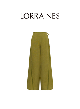 LORRAINES 法式衣橱-夏日天丝苎麻慵懒宽松直筒系带休闲裤度假裤