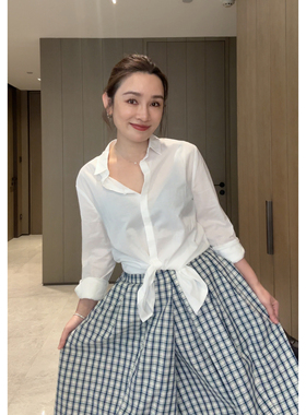 LORRAINES 轻法美学-100棉经典版气质翻领通勤长袖白衬衫