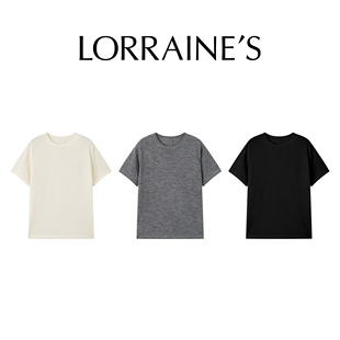 LORRAINES素简通勤 60支双股超细100羊绒基础圆领针织T恤 康赛妮2