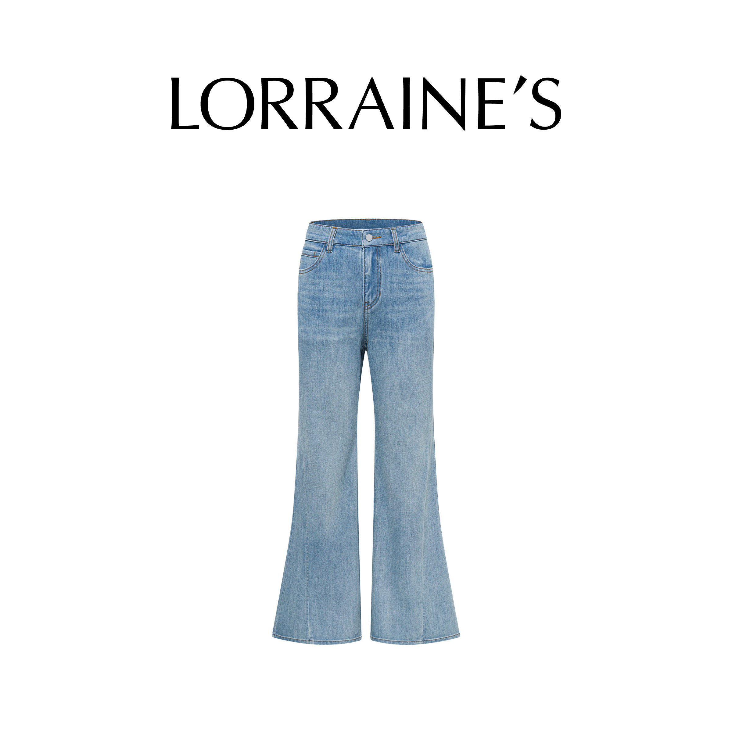 LORRAINES轻熟女士-夏日薄款复古高腰精裁弹力修身显瘦微喇牛仔裤