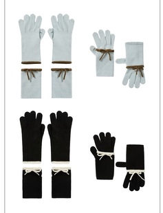 现货 WEEEECHAN次日早晨 1蝴蝶结针织羊绒羊毛手套 羊毛手套